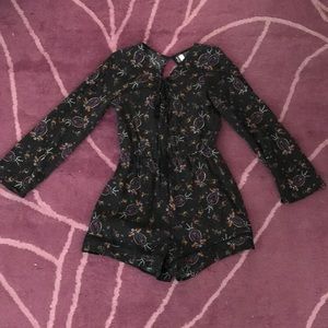 Long Sleeved Floral Romper - Size S